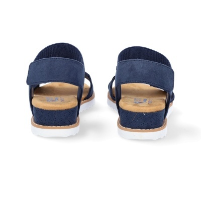 Sandálias femininas azuis em camurça, vista traseira