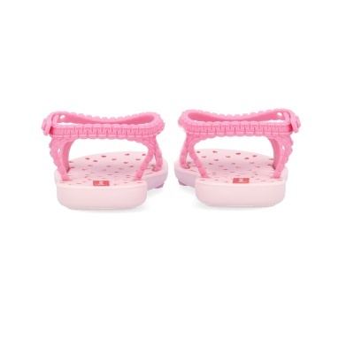 Sandálias infantis cor de rosa com padrão de corações