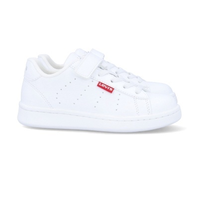 Ténis infantis brancos Levis com fecho velcro e atacadores