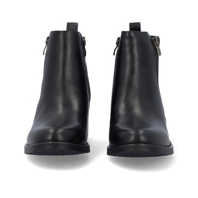 Botins pretos em couro sintético com zíper lateral