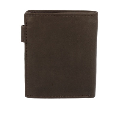 Carteira masculina de couro castanho escuro com fecho lateral