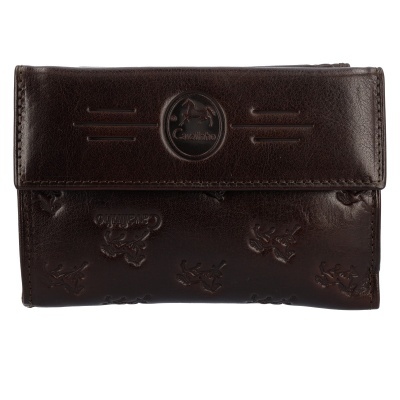 Carteira preta em pele com padrão em relevo e logótipo Cavalinho