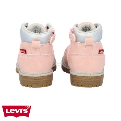 Botins infantis Levi's cor de rosa vistos da traseira