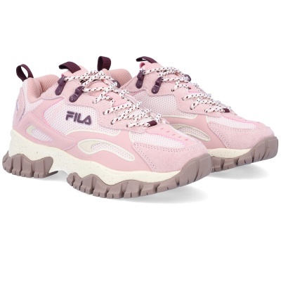 Ténis FILA cor-de-rosa com sola robusta castanha e detalhes em roxo escuro