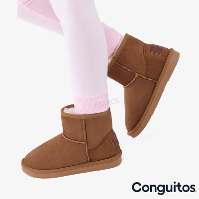Botins castanhos forrados com etiqueta Conguitos
