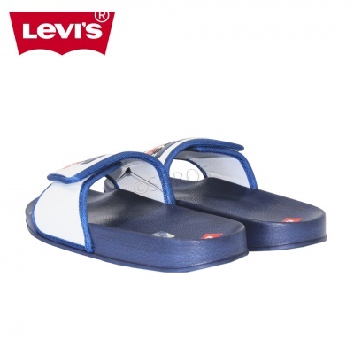 Chinelos Levi's azul e branco com fecho de velcro