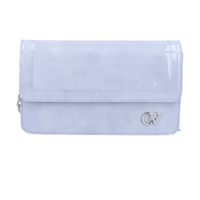 Carteira azul claro tipo clutch com logótipo metálico CV