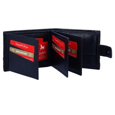 Carteira de couro preta com cartões RFID SECURE Vermelhos