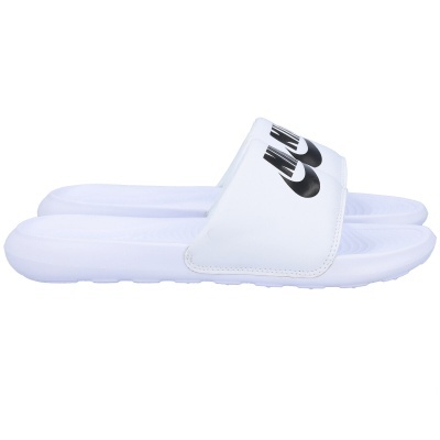 Chinelos brancos tipo slides com logo preto NIKE