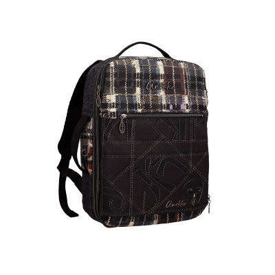 Mochila Anekke com padrão quadriculado e bolso frontal preto
