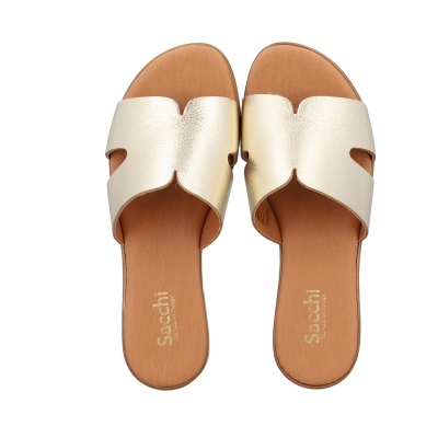 Sandálias chinelo douradas com palmilha castanha Sacchi