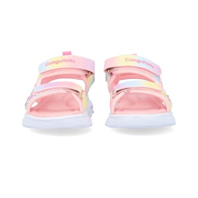 Sandálias infantis cor-de-rosa com velcro 'Conguitos'