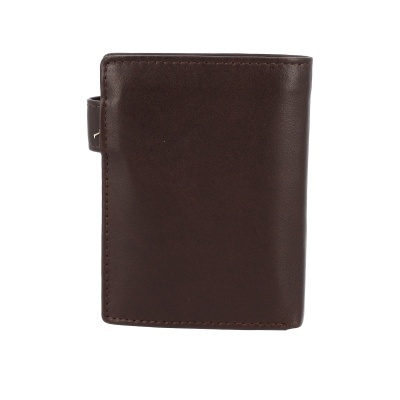 Carteira castanha em couro liso com fecho lateral