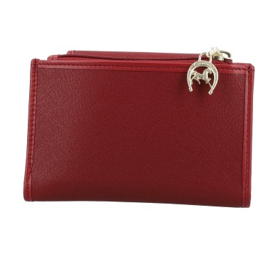 Carteira vermelha com puxador dourado