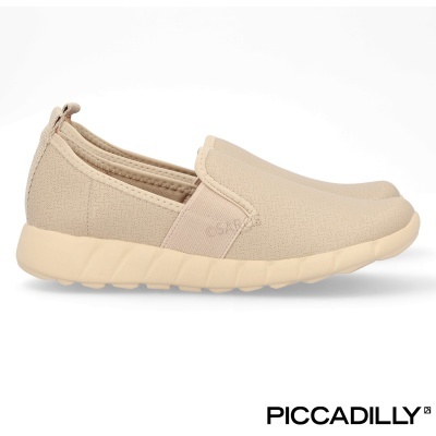 sapatos slip-on bege com sola clara e etiqueta lateral CASUAL