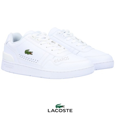 Ténis brancos Lacoste Saros com logo do crocodilo