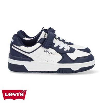 Ténis Levi's branco e azul escuro com fecho em velcro e atacadores