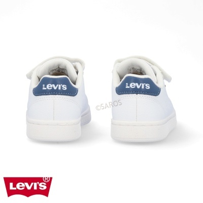 Sapatilhas brancas com detalhe azul e logo Levi's