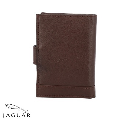 Carteira castanha de pele sintética com fecho e logótipo JAGUAR