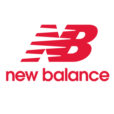 Logótipo vermelho da New Balance com texto e símbolo