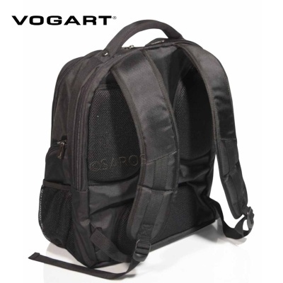 Mochila preta VOGART vista de costas com alças acolchoadas