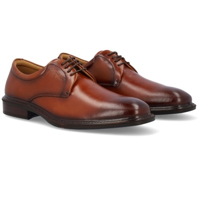 Par de sapatos castanhos de pele clássicos