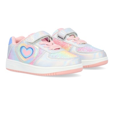 Sapatilhas infantis coloridas com coração e fecho de velcro