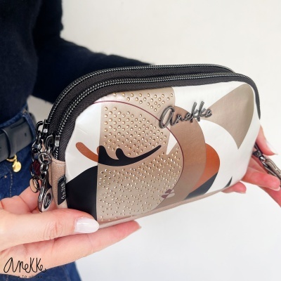 Bolsa Anekke com estampado abstrato e rebites dourados