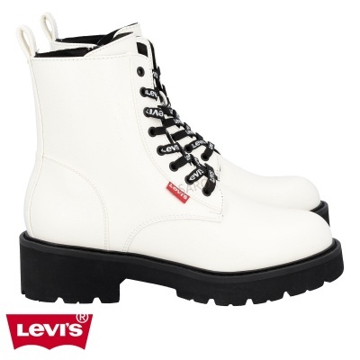 Botas brancas de cano alto com sola preta e atacadores LEVI'S