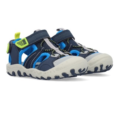 Sandálias desportivas infantis azul, cinza e amarelo com sola antiderrapante