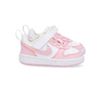 Sapatilhas infantis Nike brancas e rosa com fecho de velcro