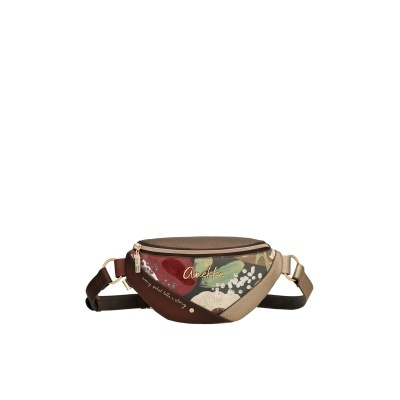 Bolsa de cintura Anekke com padrão floral em vários tons e detalhes dourados