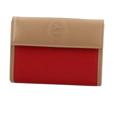 Carteira castanha e vermelha com relevo Cavalinho