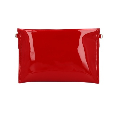 Mala de mão vermelha em verniz com alças prateadas