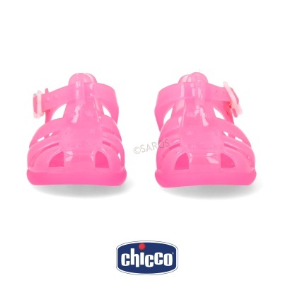 Sandálias infantis Chicco rosa translúcido de plástico