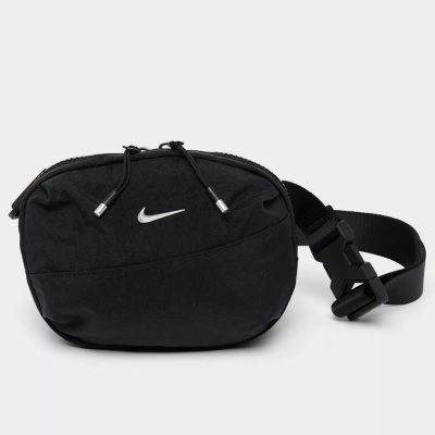 Bolsa preta de cintura Nike com logo branco e alça ajustável
