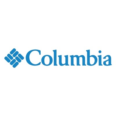 Logótipo da marca Columbia em azul com símbolo de quadrados