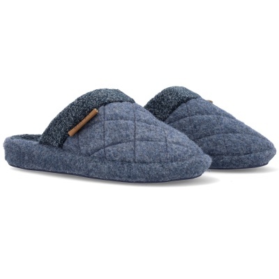 Chinelos masculinos azuis acolchoados com detalhe cinza escuro
