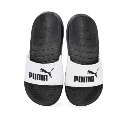 Chinelos Puma preto com tira branca e logo PUMA