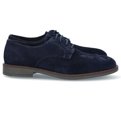 Sapatos clássicos de camurça azul escuro com atacadores