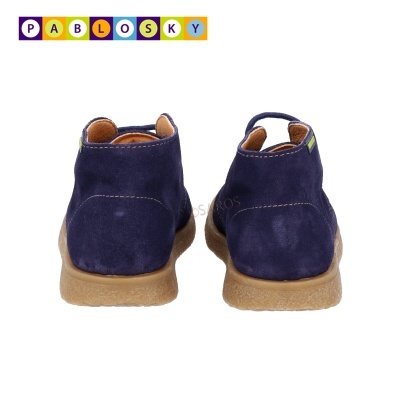 Botas infantis azuis Pablosky em camurça, vista traseira