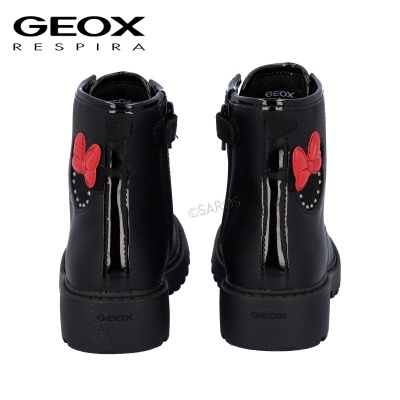 Botas negras Geox para crianças com detalhes em vermelho e branco