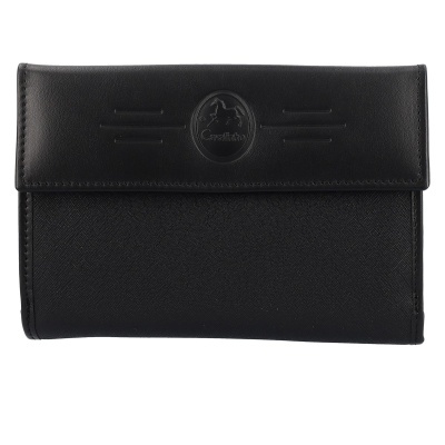 Carteira preta Cavalinho em pele e tecido com logótipo em relevo