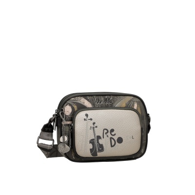 Bolsa de ombro sintética com ilustração de violino e texto Pre Do