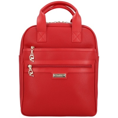 Mochila vermelha em material sintético com fechos e logotipo Cavalinho