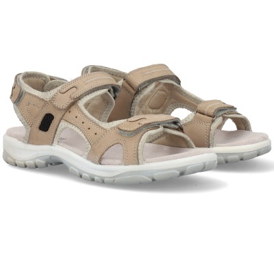 Sandálias castanhas claras com tiras e sola branca