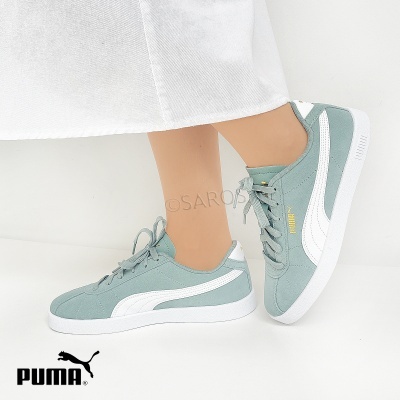 Ténis Puma verdes água com riscas brancas e sola branca