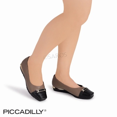 Sapatilhas femininas castanhas e pretas PICCADILLY
