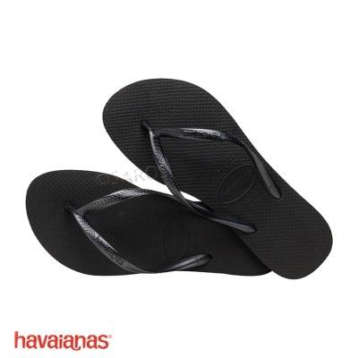 Chinelos de dedo Havaianas pretos com tiras finas brilhantes