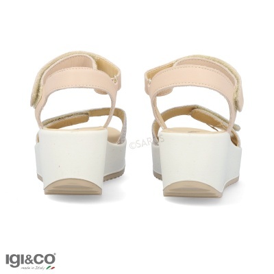 Sandálias de cunha bege e branco IGI&CO vistas de trás